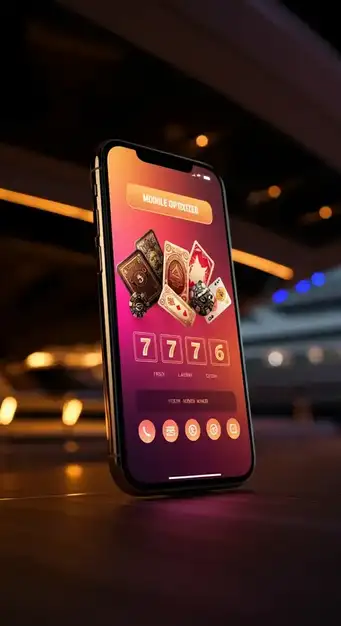 Mobiele app van Wbetz Casino op een smartphone met verschillende casinospellen en bonussen, perfect voor onderweg.